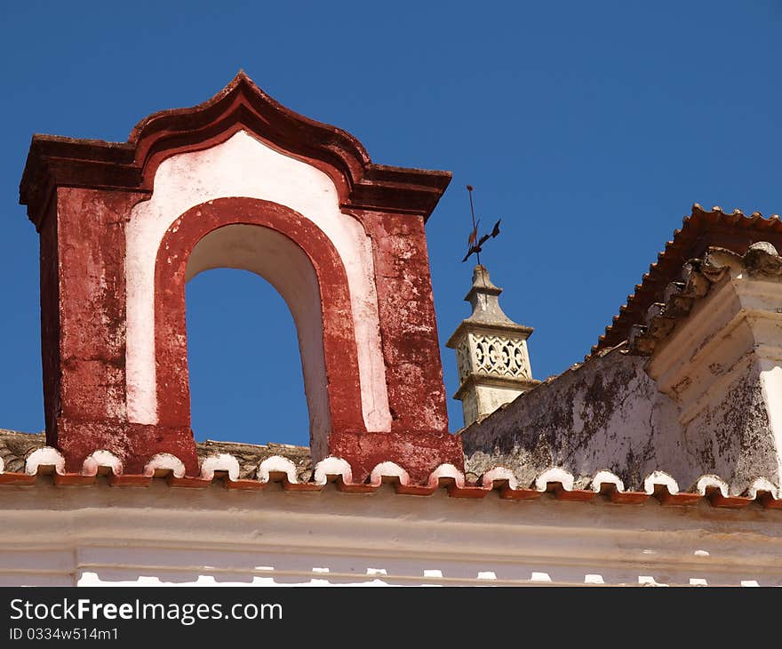 View portion of the roof of a historic building. View portion of the roof of a historic building