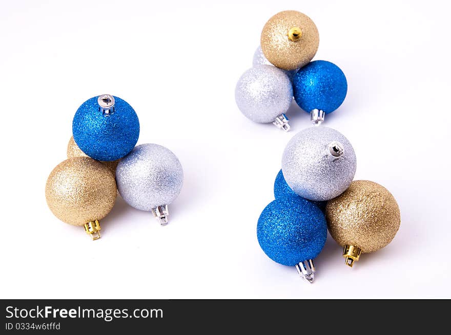 Colored objects for decorating the Christmas and New Year. Colored objects for decorating the Christmas and New Year