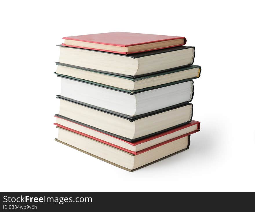 Stack of old books isolated on white with clipping path