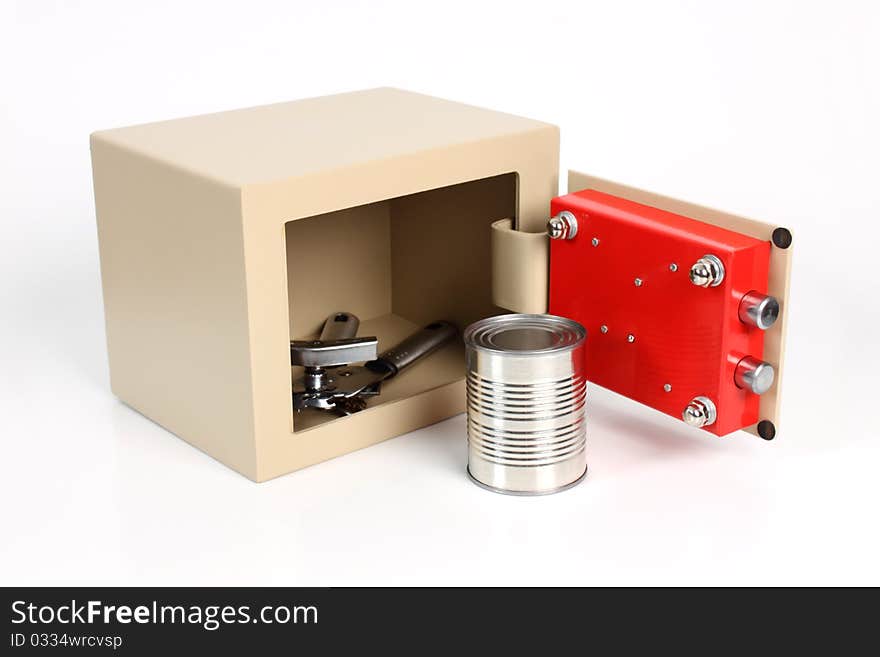 Metal security box with food