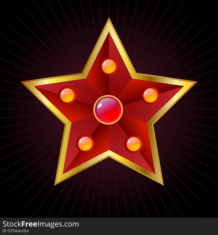 Red star on dark background.