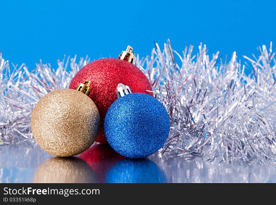 Colored objects for decorating the Christmas and New Year. Colored objects for decorating the Christmas and New Year