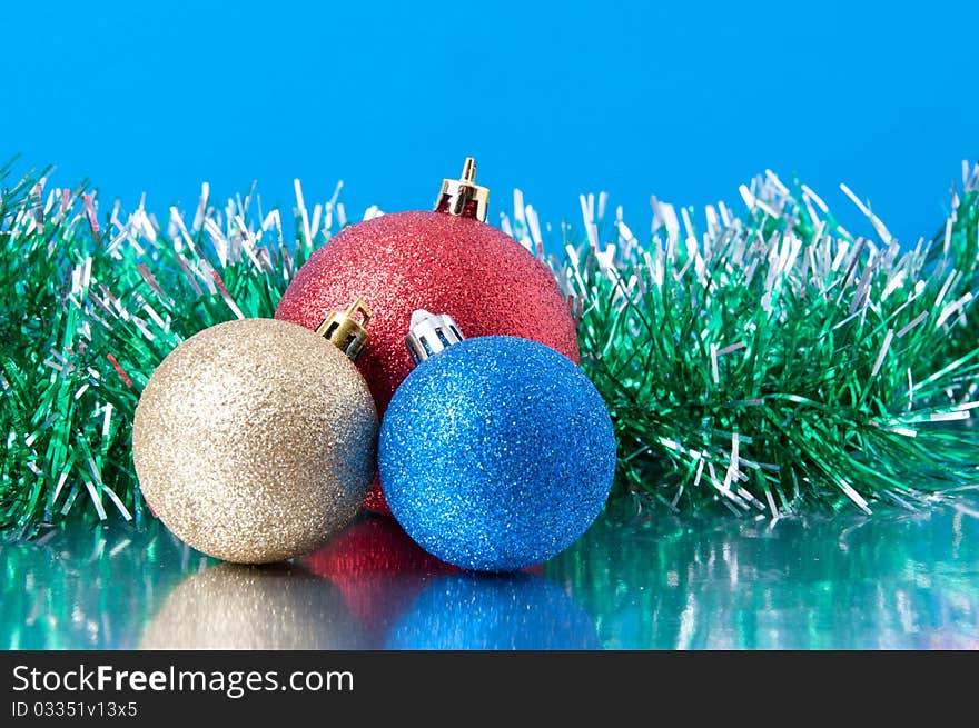 Colored objects for decorating the Christmas and New Year. Colored objects for decorating the Christmas and New Year