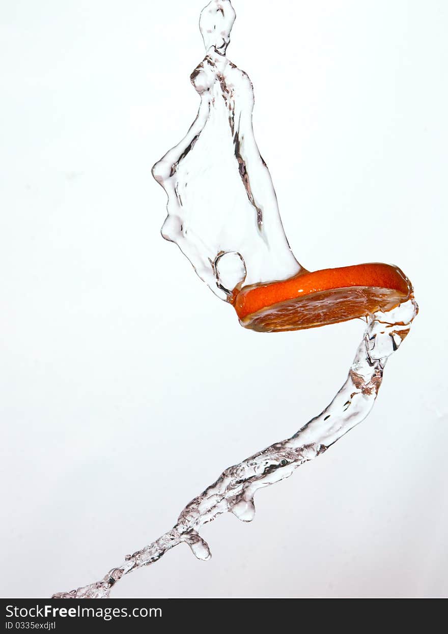 Orange splashes on white background