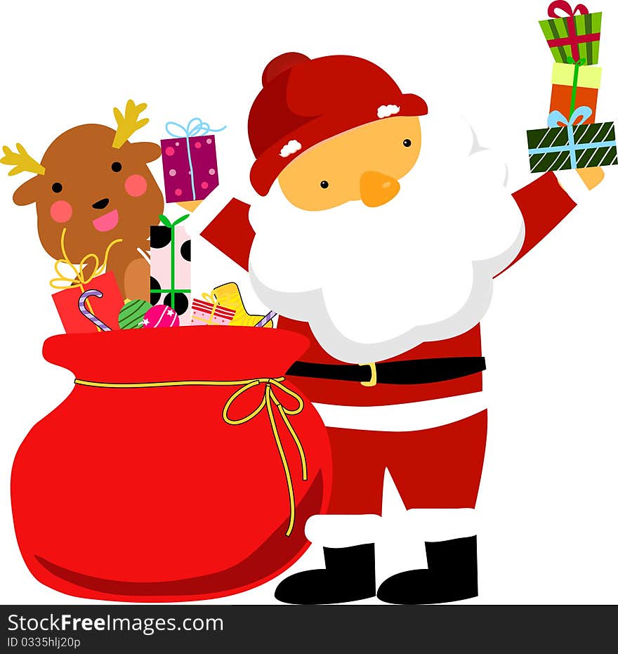 Santa and gift box,illustration art