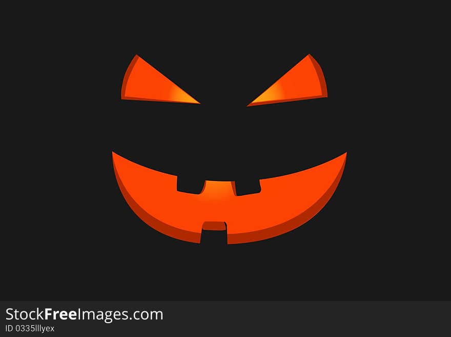 Orange helloween face on a black