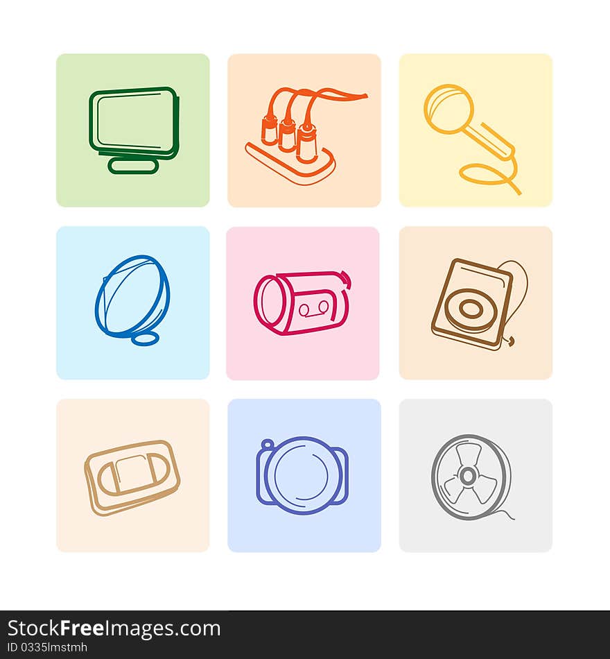 Media gadgets on colored background. Media gadgets on colored background