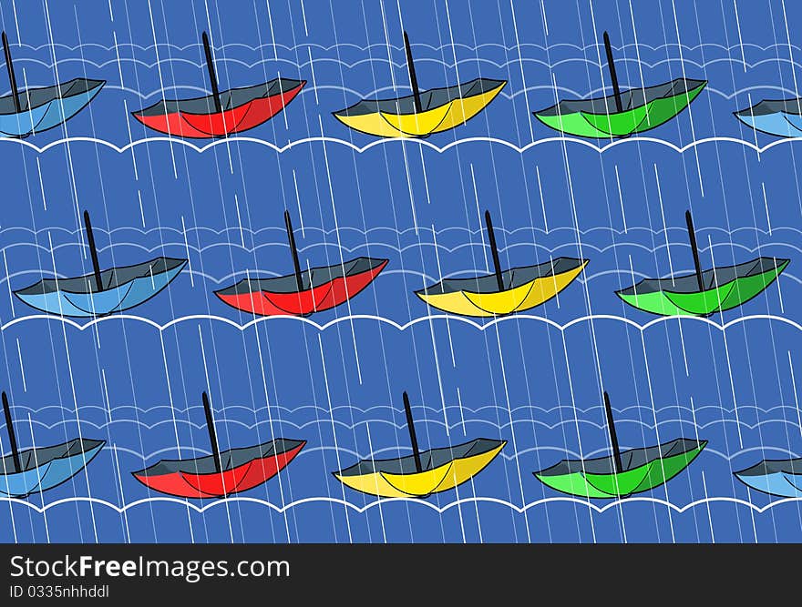 Seamless background with umbrellas on blue. Seamless background with umbrellas on blue