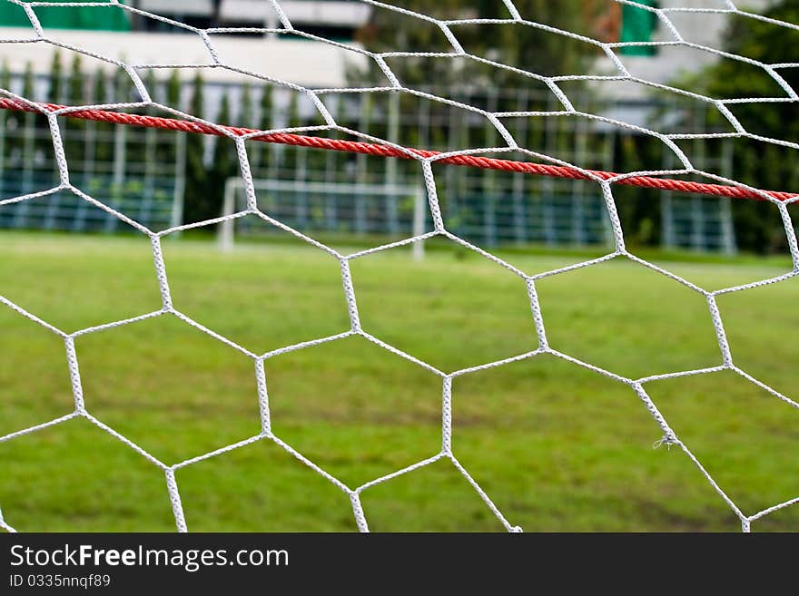 Net in the goal at soccer field