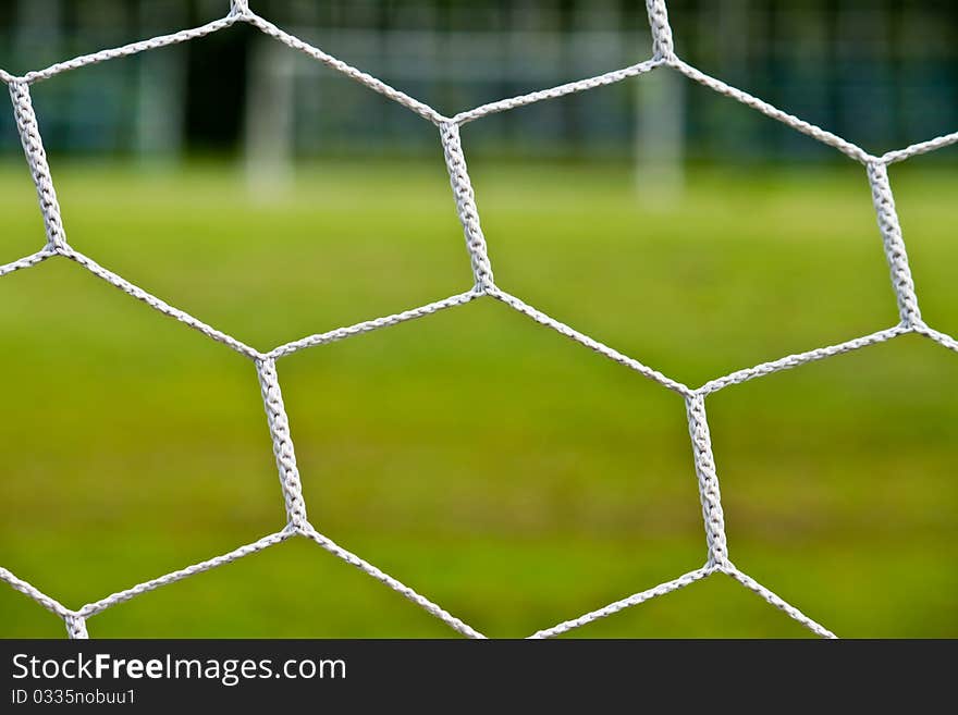 Net in the goal at soccer field