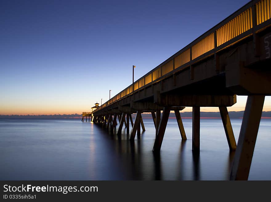 Beautiful florida coast on sunset from pier. Beautiful florida coast on sunset from pier