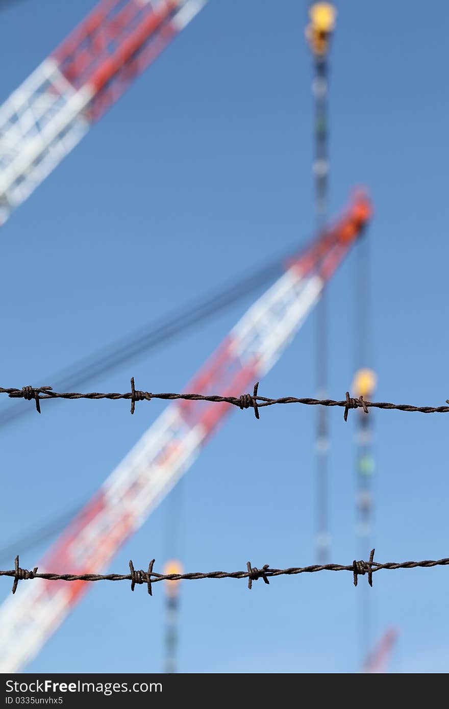 Barbed wire of construction site