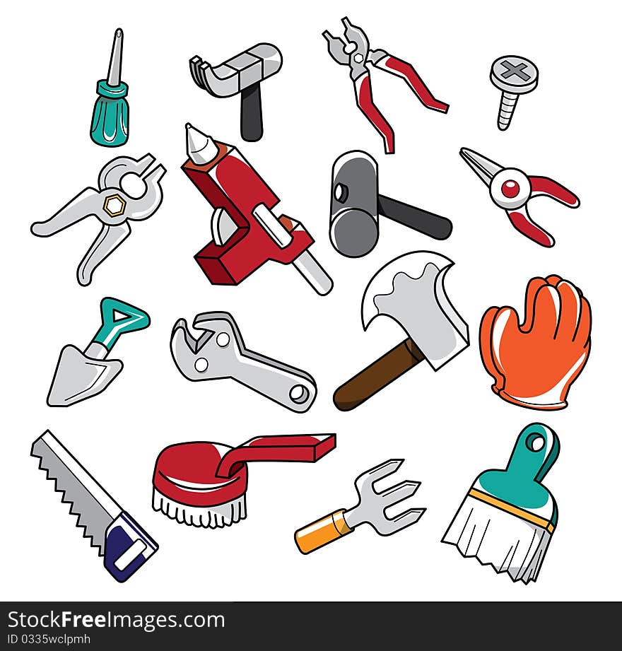 Cute doodle tools,vector illustration