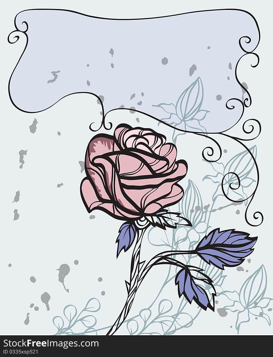 Rose On Grunge Background