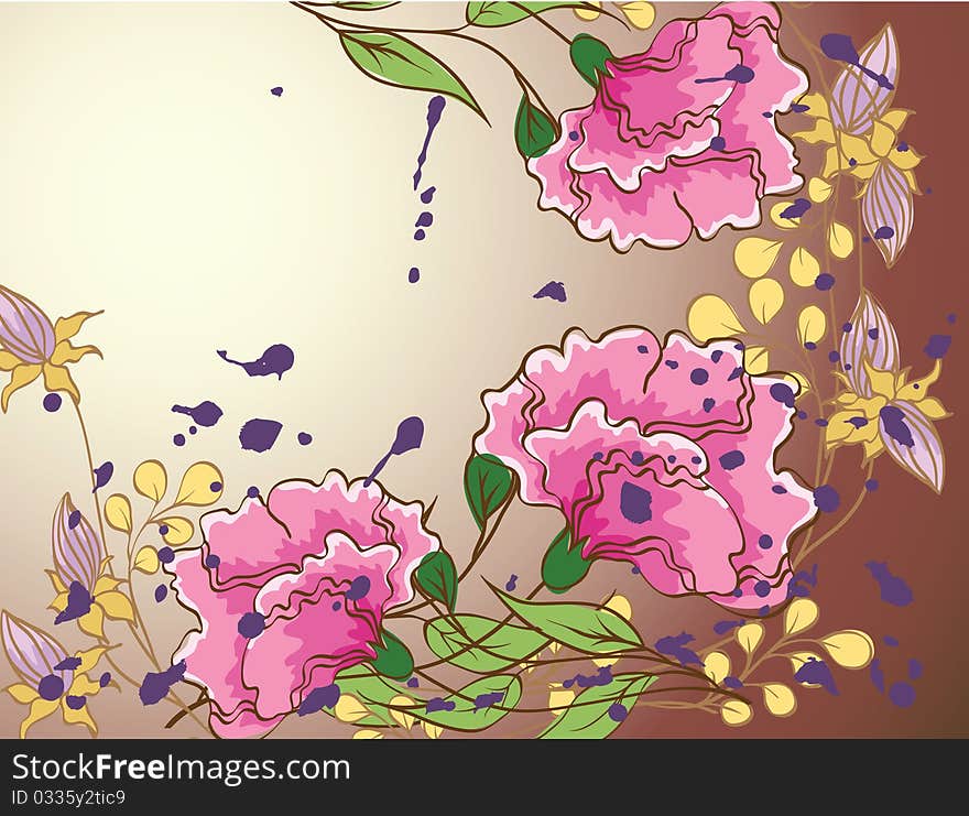 Abstract background with decorative flowers