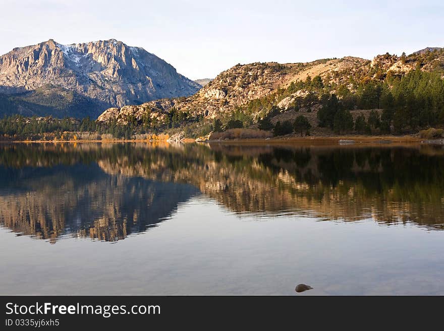 Scenic view of a Mountain and Lake with Reflection