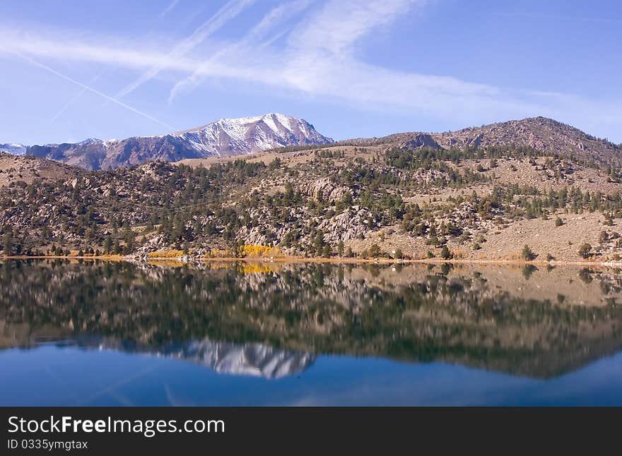 Scenic view of a Mountain and Lake with Reflection in the Easter Sierra