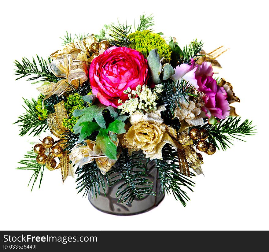 Christmas and new year's decoration isolated over a white background