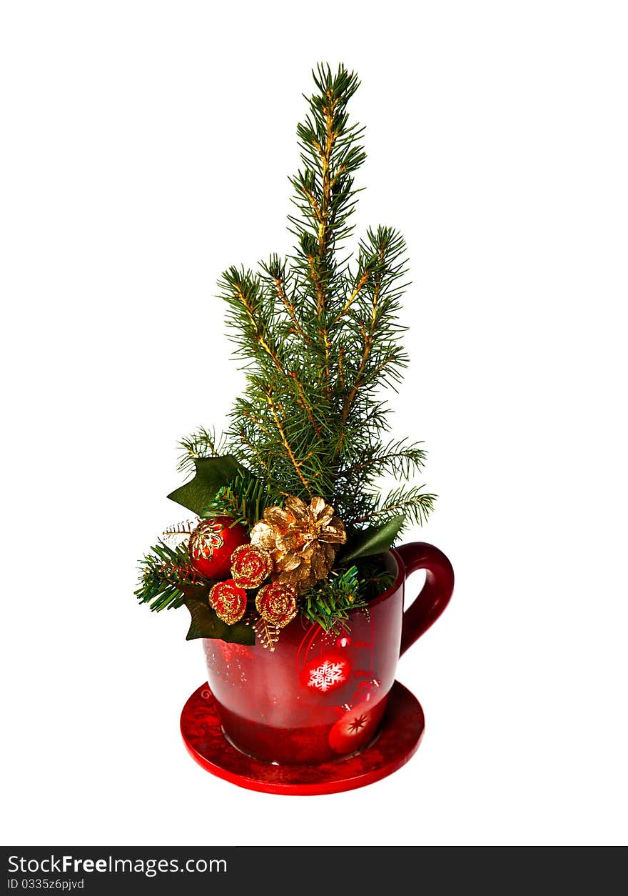 Christmas and new year's decoration isolated over a white background