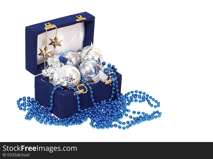 Christmas decoration in blue box