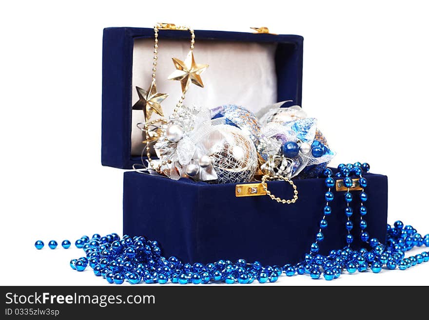 Christmas decoration in blue box