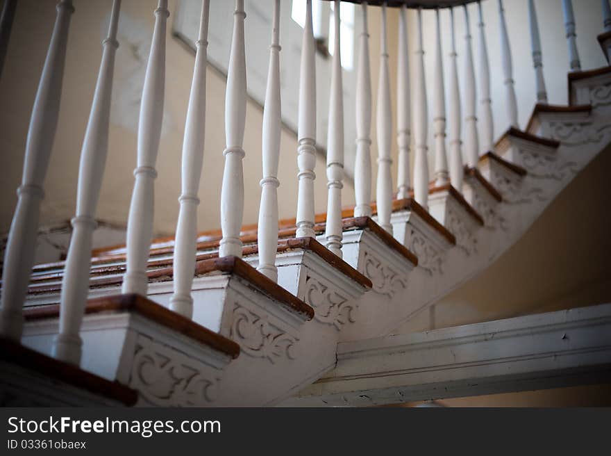 An old decrepit staircase with cool detail. An old decrepit staircase with cool detail