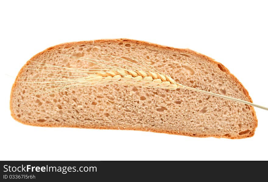 Slice of bread on a white background