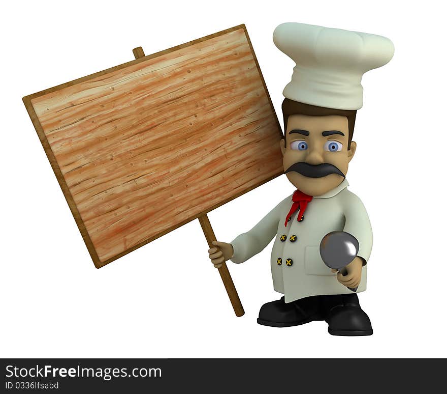 The Head cook with the tablet inviting in cafe. The Head cook with the tablet inviting in cafe