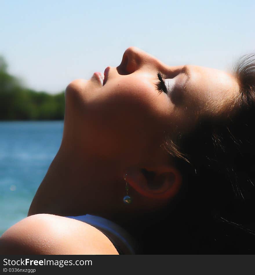 Portrait of a young girl, portrait, outdoor.