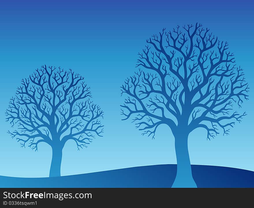 Two blue trees