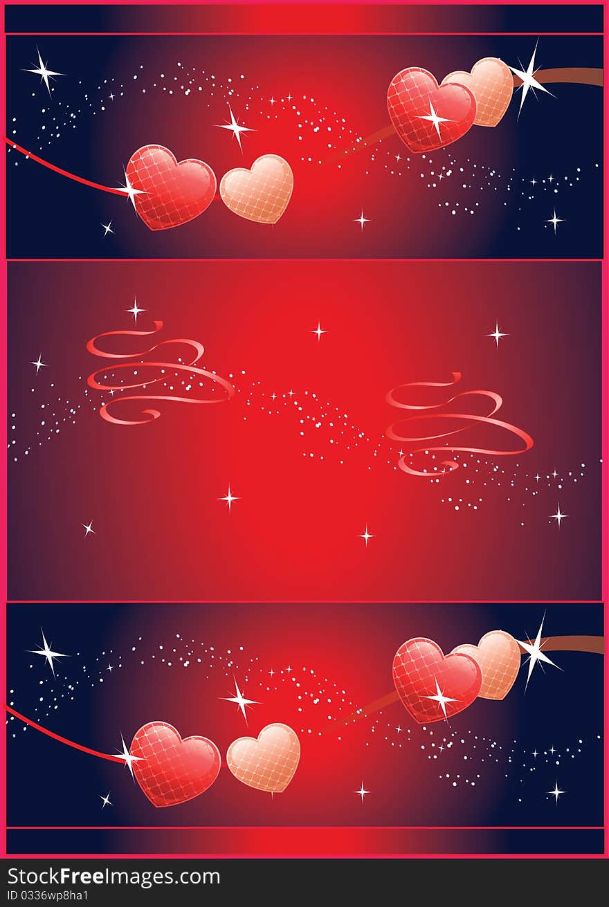 Hearts illustration in abstract red royal background. Hearts illustration in abstract red royal background