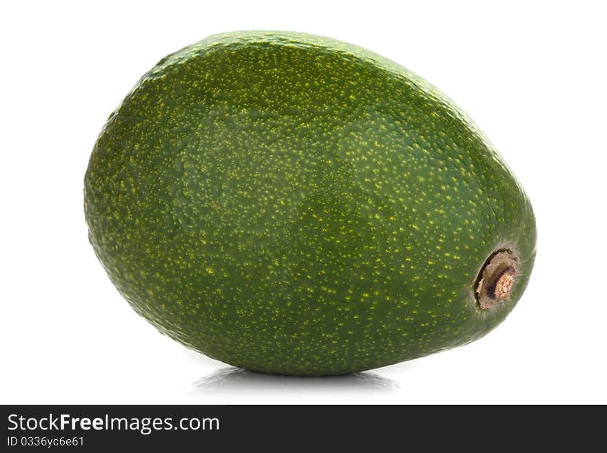 Green Avocado isolated on white background.