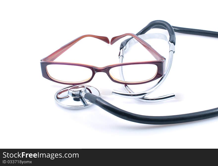 Stethoscope and glasses