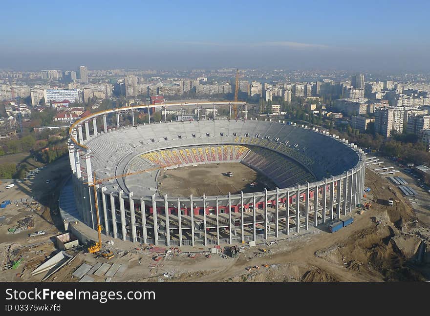 Aerial stadium ,Lia Manoliu- Romania in construction.