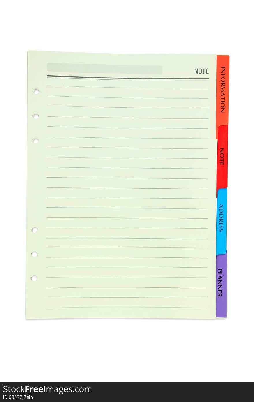 Paper note with color activity tab.