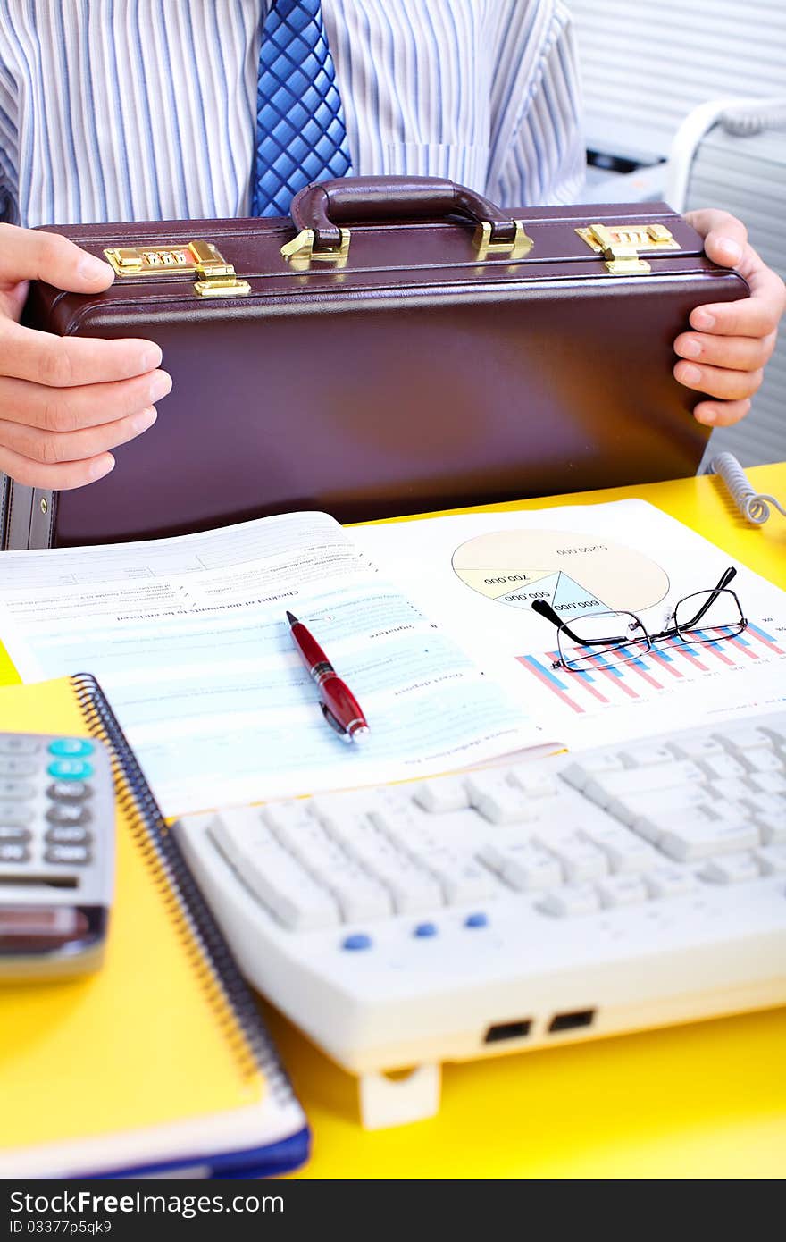 Businessman with case