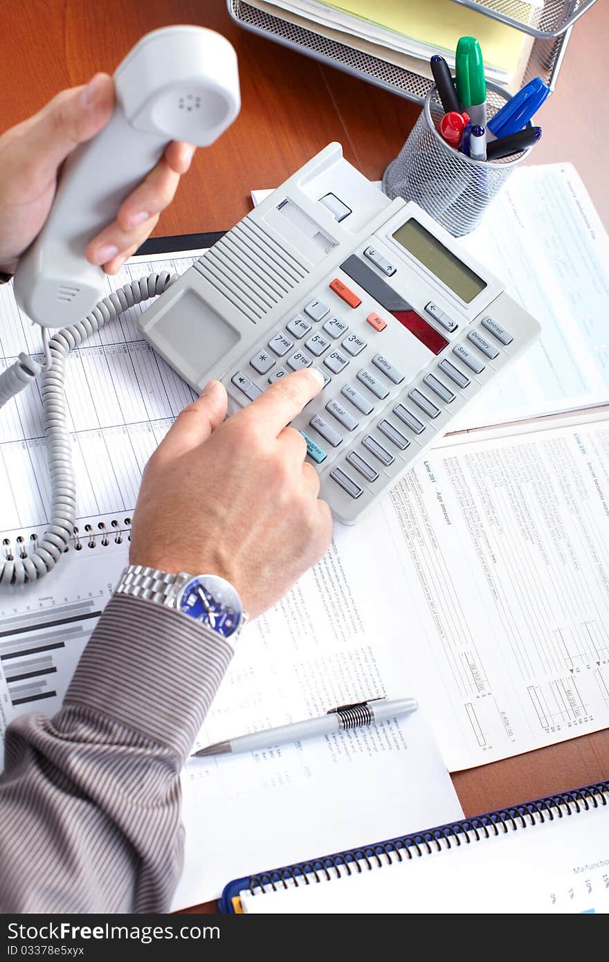 Businessman with telephone