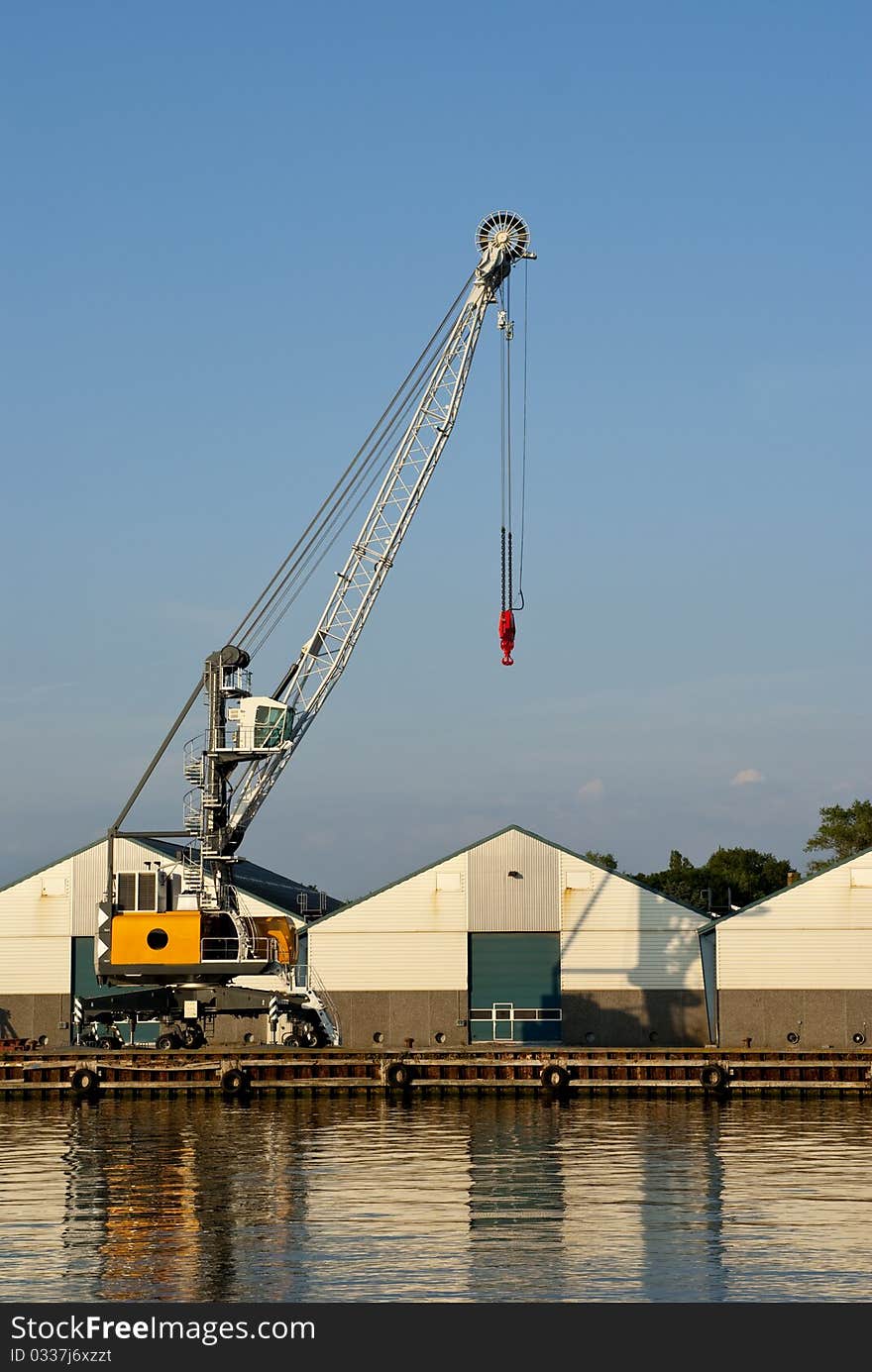 The port crane in the town Korsoer in Denmark. The port crane in the town Korsoer in Denmark.