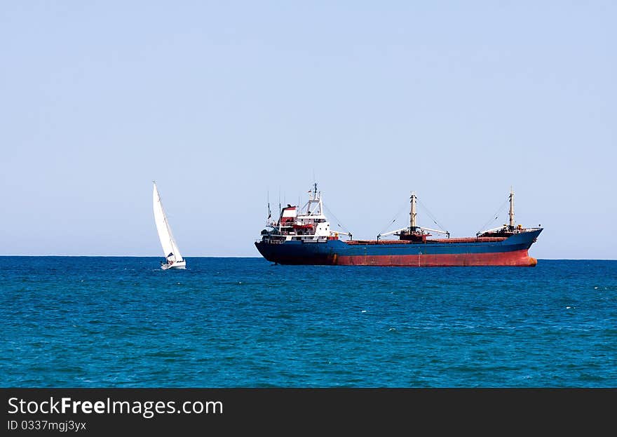 Marine boats will meet on the sea