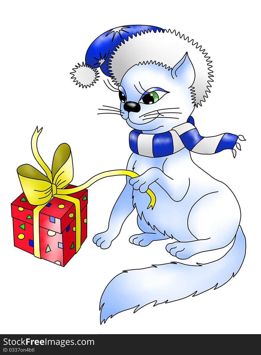 Cat with a gift