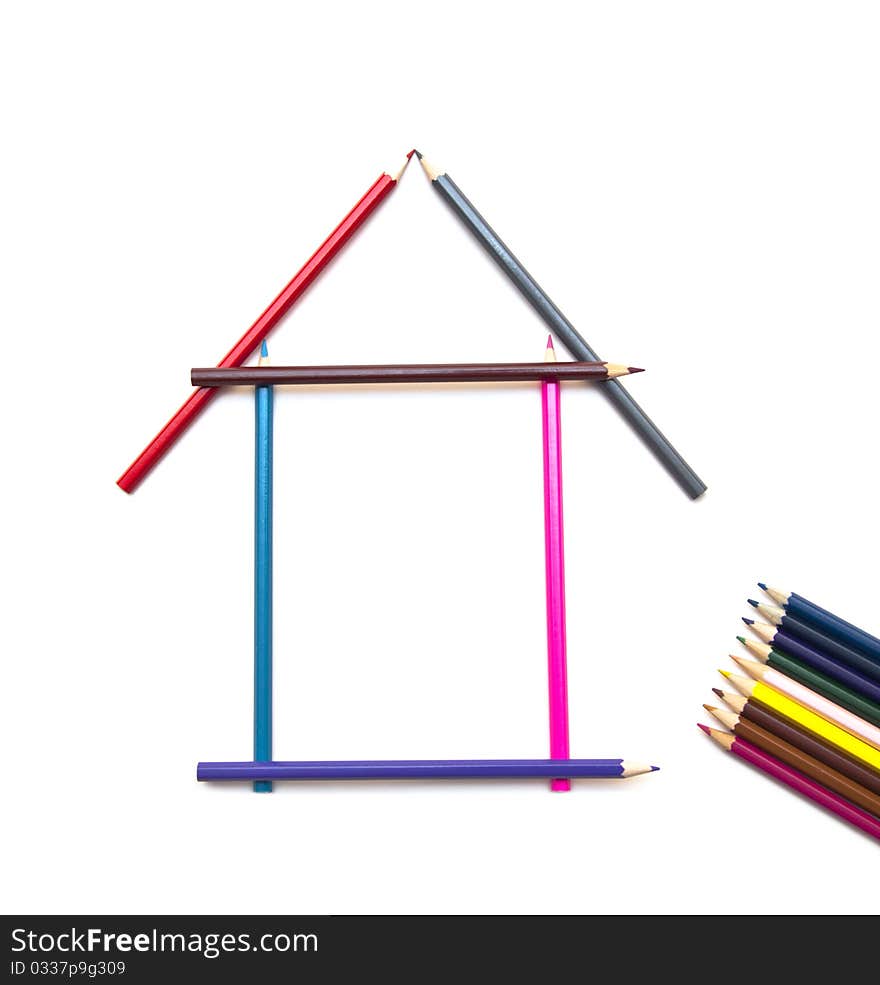 Color pencils in house shape