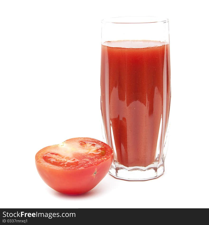 Fresh Tomatoes And A Glass Full Of Tomato Juice