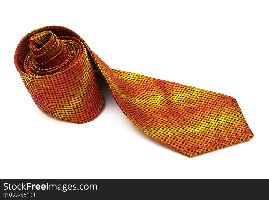 Bright and fashionable tie on a white background