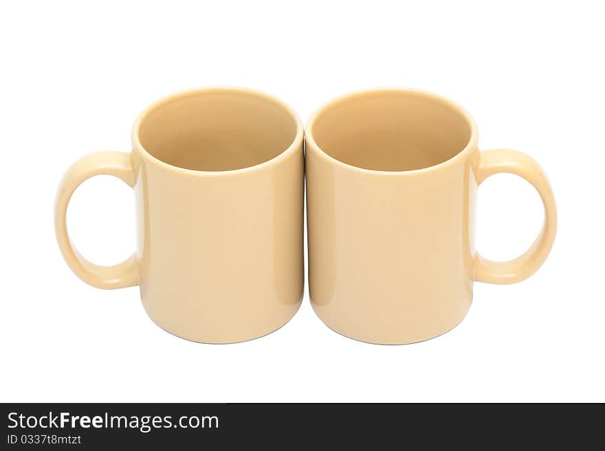 Two coffee cups on a white background