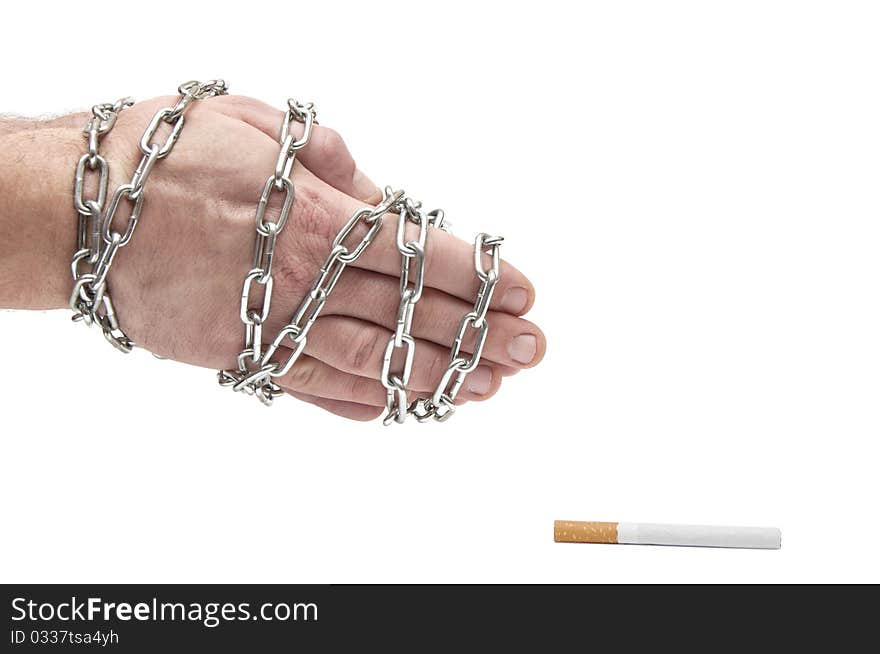 Hands In Chain Stretch To The Cigarette