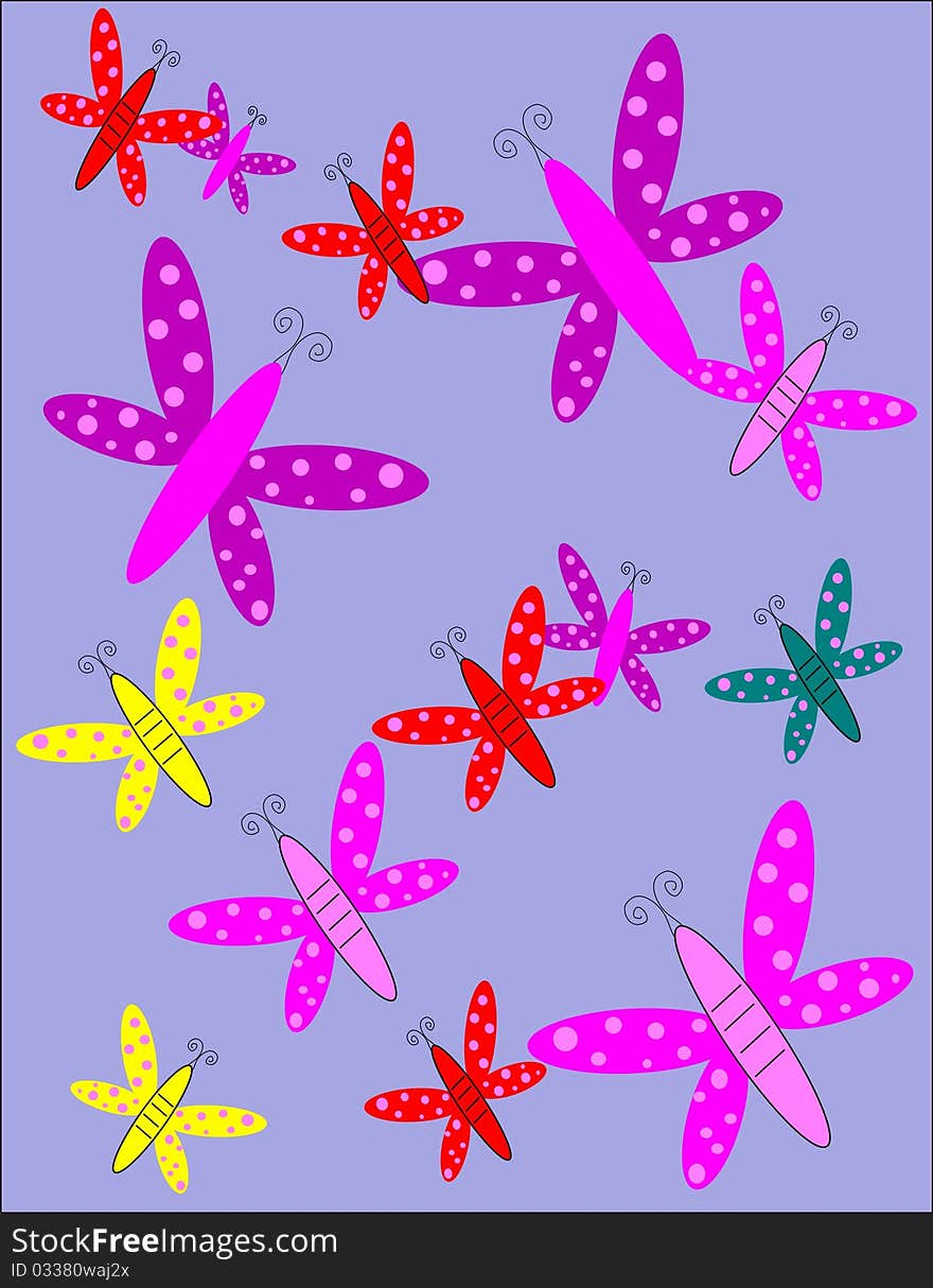 Pattern of butterflies in cartoon style for backgrounds. Pattern of butterflies in cartoon style for backgrounds