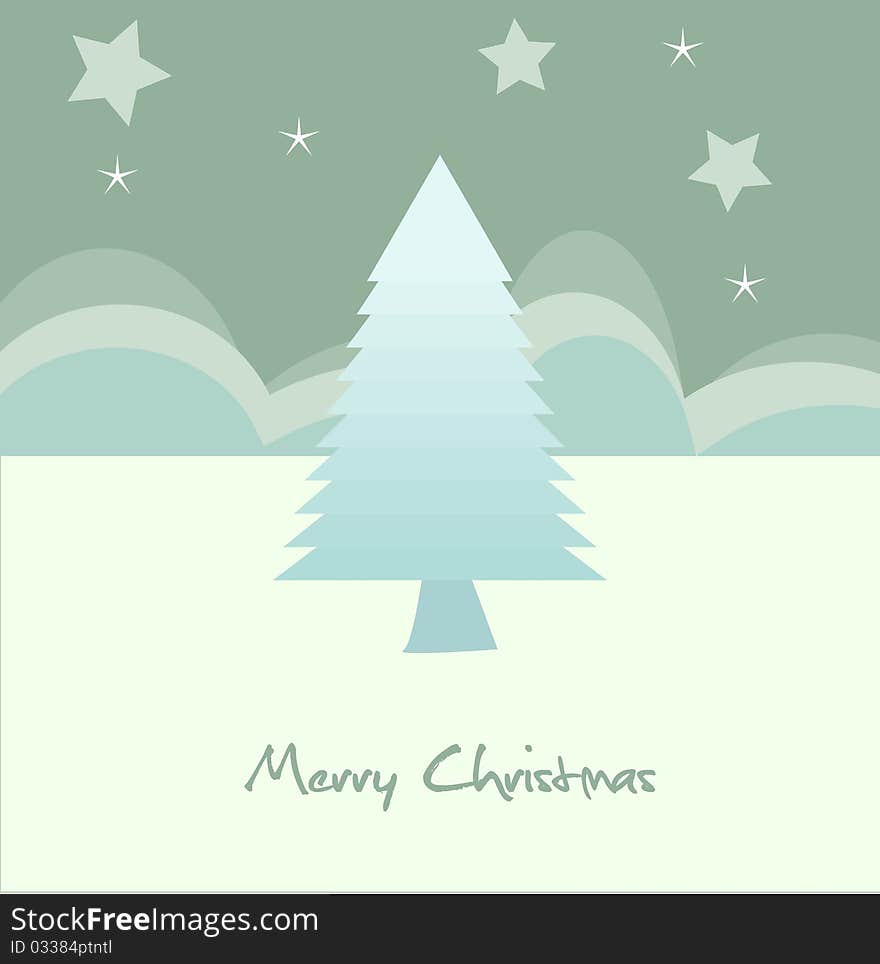 Vector card with Christmas tree and star. Vector card with Christmas tree and star