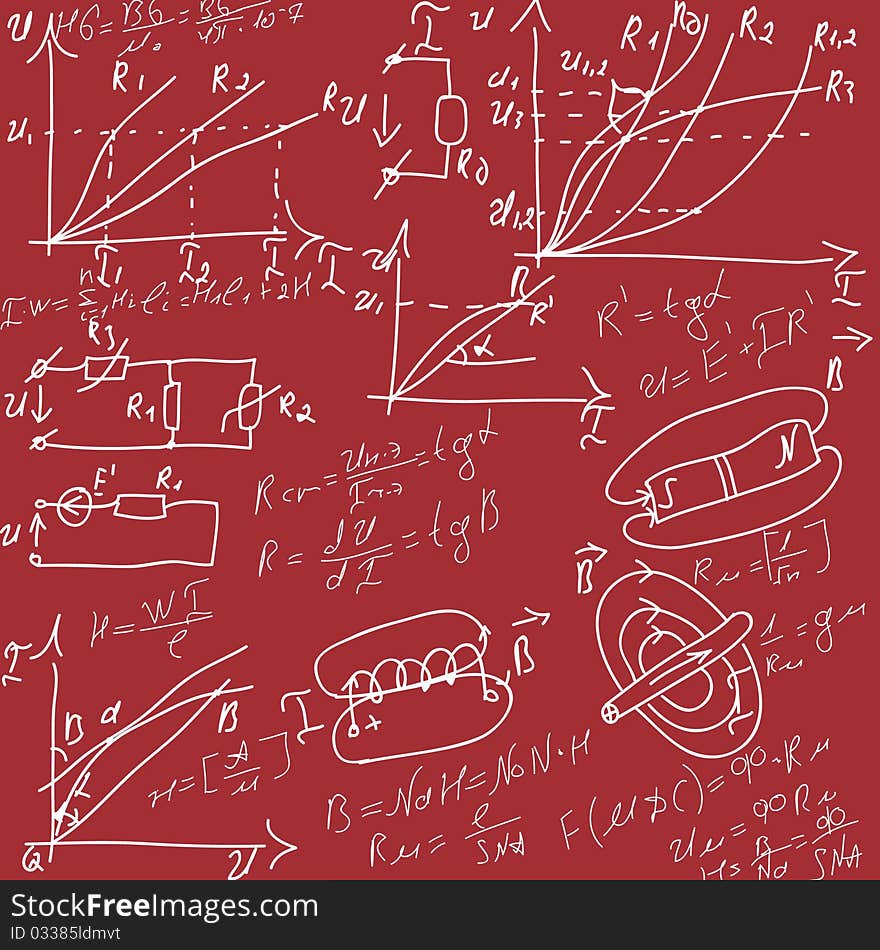 Formulas in lesson of electricity.Vector illustration.