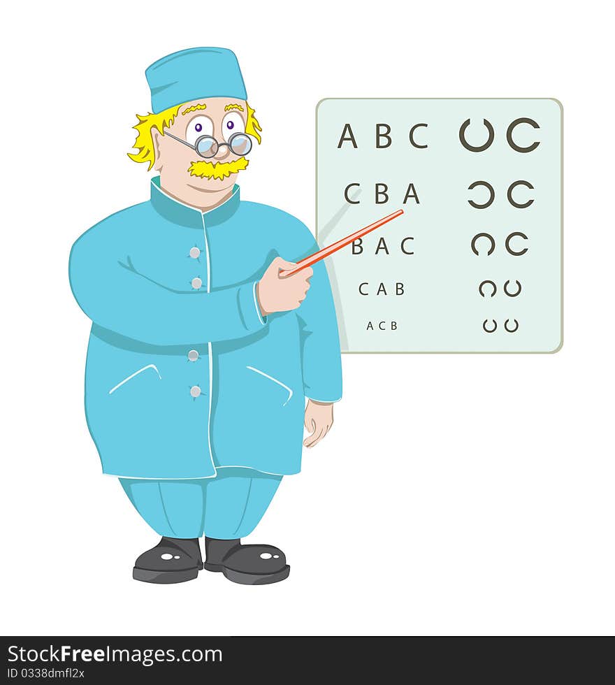 The doctor the ophthalmologist checks sight, also it is possible to use - the teacher at a board