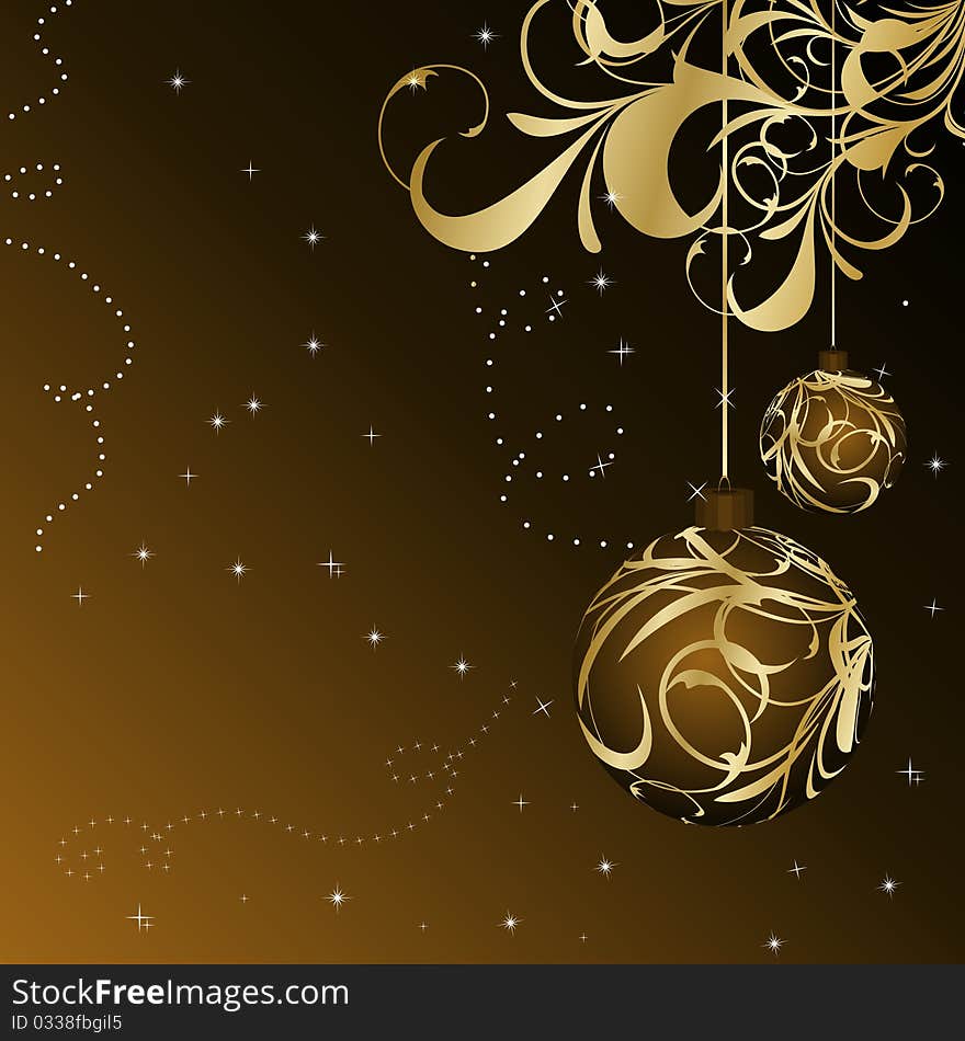 Christmas floral background with balls